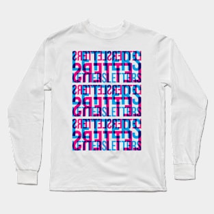 Letters Typography Stack (Cyan Magenta Blue) Long Sleeve T-Shirt